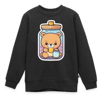 Cute bear in a jar - Kids Premium Organic Sweatshirt - black - Front - AI Model Kid Female (0cm)