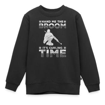Patinoire de l'équipe de curling - Sweat Premium enfant bio - noir - Devant - AI Model Kid Female (0cm)