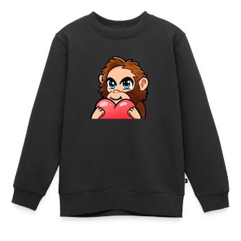 Affe mit Herz - Kinder Premium Organic Sweatshirt - Schwarz - Vorne - AI Model Kid Female (0cm)