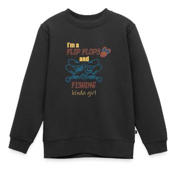 Ich bin ein Flip Flop und Fischer Mädchen - Kinder Premium Organic Sweatshirt - Schwarz - Vorne - AI Model Kid Female (0cm)