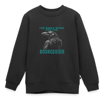 Die Vögel arbeiten für die Bourgeoisie - Kinder Premium Organic Sweatshirt - Schwarz - Vorne - AI Model Kid Female (0cm)
