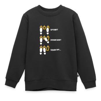 Monter Passer Vers le bas Changer de vitesse Voiture amusante Changements de vitesse - Sweat Premium enfant bio - noir - Devant - AI Model Kid Female (0cm)