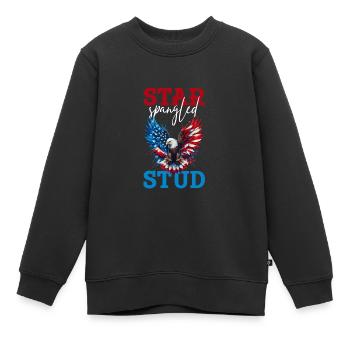 Star Spangled Stud - Patriotischer Look Mit - Kinder Premium Organic Sweatshirt - Schwarz - Vorne - AI Model Kid Female (0cm)