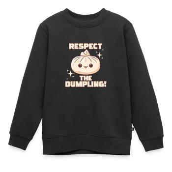 Respect The Dumpling Niedlicher Cartoon Dumpling - Kinder Premium Organic Sweatshirt - Schwarz - Vorne - AI Model Kid Female (0cm)