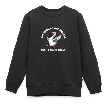 Die Schrecken Sind Endlos Aber Ich Bleibe Albern - Kinder Premium Organic Sweatshirt - Schwarz - Vorne - AI Model Kid Female (0cm)