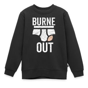 Burne out slip humour burn out collègue travail - Sweat Premium enfant bio - noir - Devant - AI Model Kid Female (0cm)