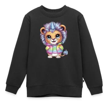 Kawaii Einhorn Löwe mit brillianten Farben - Kinder Premium Organic Sweatshirt - Schwarz - Vorne - AI Model Kid Female (0cm)