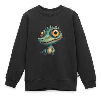 Funny Crocodile - Kinder Premium Organic Sweatshirt - Schwarz - Vorne - AI Model Kid Female (0cm)