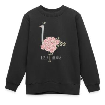 Rosen Strauß Wortspiel - Kinder Premium Organic Sweatshirt - Schwarz - Vorne - AI Model Kid Female (0cm)