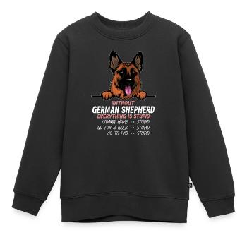 Ohne German Shepherd ist alles doof - Kinder Premium Organic Sweatshirt - Schwarz - Vorne - AI Model Kid Female (0cm)