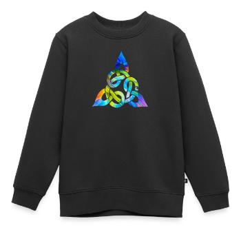 Farbenfroher keltischer Knoten - Kinder Premium Organic Sweatshirt - Schwarz - Vorne - AI Model Kid Female (0cm)