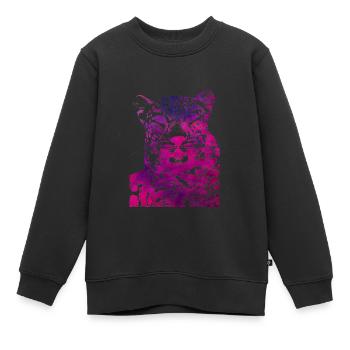 Rosa Leopardenkopf - Kinder Premium Organic Sweatshirt - Schwarz - Vorne - AI Model Kid Female (0cm)