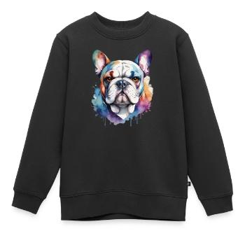 Französische Bulldogge Cool Cool Bunt - Kinder Premium Organic Sweatshirt - Schwarz - Vorne - AI Model Kid Female (0cm)