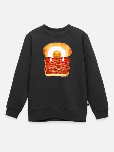 Oeuf, bacon et des toasts - Sweat Premium enfant bio - noir