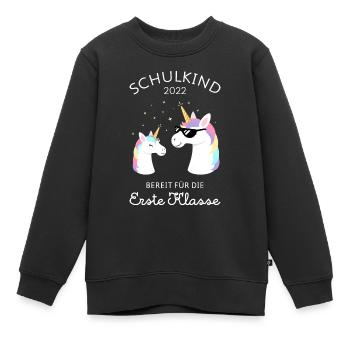 Einhorn - Schulkind 2022 Einschulung - Kinder Premium Organic Sweatshirt - Schwarz - Vorne - AI Model Kid Female (0cm)