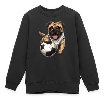 Carlin dans la fièvre du football: Attaquant avec des pattes - Sweat Premium enfant bio - noir - Devant - AI Model Kid Female (0cm)