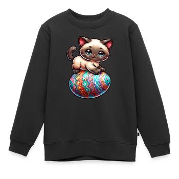 Siamkatze auf Osterei - Kinder Premium Organic Sweatshirt - Schwarz - Vorne - AI Model Kid Female (0cm)