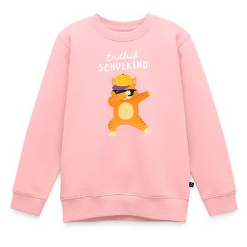 Endlich Schulkind Katze Dab Einschulung - Kinder Premium Organic Sweatshirt - Rosa - Vorne - AI Model Kid Female (0cm)