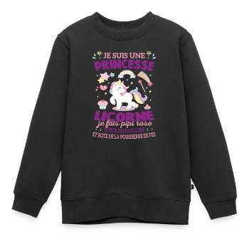 Je suis Une Princesse Licorne Humour 2 - Sweat Premium enfant bio - noir - Devant - AI Model Kid Female (0cm)