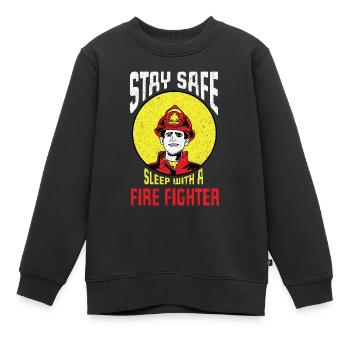 Pompier Pompier Pompier - Sweat Premium enfant bio - noir - Devant - AI Model Kid Female (0cm)