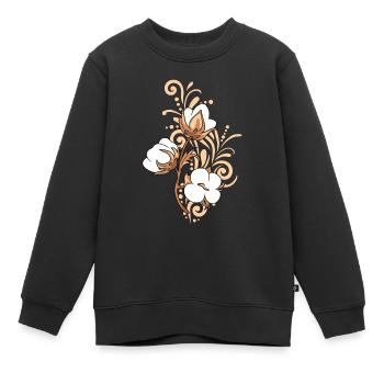 Dekoratives Vintage-Element mit blühender Baumwolle - Kinder Premium Organic Sweatshirt - Schwarz - Vorne - AI Model Kid Female (0cm)