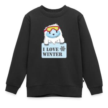 Yeti - I love winter - Kinder Premium Organic Sweatshirt - Schwarz - Vorne - AI Model Kid Female (0cm)
