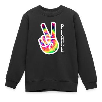 Friedenszeichen Hand - Kinder Premium Organic Sweatshirt - Schwarz - Vorne - AI Model Kid Female (0cm)