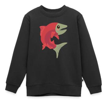 Lachs - Kinder Premium Organic Sweatshirt - Schwarz - Vorne - AI Model Kid Female (0cm)
