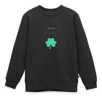Born lucky - Kids Premium Organic Sweatshirt - black - Front - AI Model Kid Female (0cm)