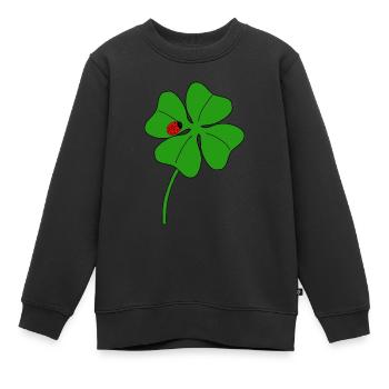 La feuille de la fortune avec coccinelle - Sweat Premium enfant bio - noir - Devant - AI Model Kid Female (0cm)