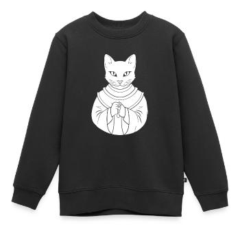 Chat chrétien chrétien - Sweat Premium enfant bio - noir - Devant - AI Model Kid Female (0cm)