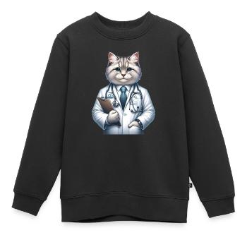Cute Cat Doctor - Kinder Premium Organic Sweatshirt - Schwarz - Vorne - AI Model Kid Female (0cm)