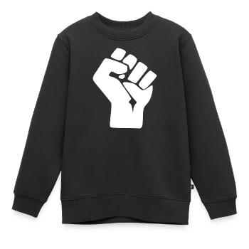poing - Sweat Premium enfant bio - noir - Devant - AI Model Kid Female (0cm)