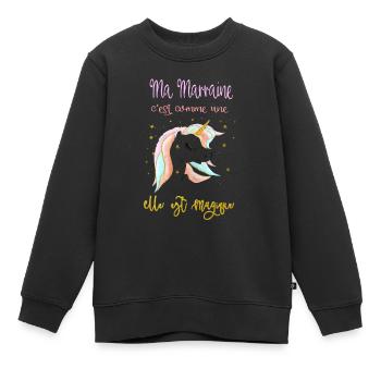 meine Patin ist wie ein Einhorn - Kinder Premium Organic Sweatshirt - Schwarz - Vorne - AI Model Kid Female (0cm)