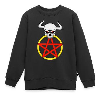 Satan satanique diable Pentagramme Cornes horreur - Sweat Premium enfant bio - noir - Devant - AI Model Kid Female (0cm)