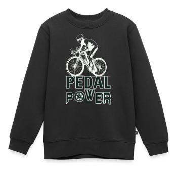 pedal power, vélo, vélo, bicycle - Sweat Premium enfant bio - noir - Devant - AI Model Kid Female (0cm)