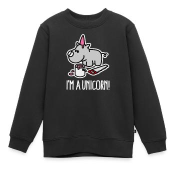 Ich bin ein Einhorn Nashorn lustige mollig BBW Plus Größe - Kinder Premium Organic Sweatshirt - Schwarz - Vorne - AI Model Kid Female (0cm)