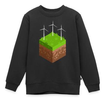 Energiewende mit Windrad - Kinder Premium Organic Sweatshirt - Schwarz - Vorne - AI Model Kid Female (0cm)