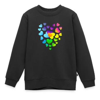 Cœur Cœurs Cœurs Colorés Coeurs - Sweat Premium enfant bio - noir - Devant - AI Model Kid Female (0cm)