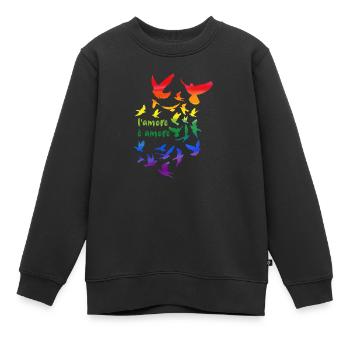 l amore è amore ,deaf, deaf,graffiti,rainbow - Kids Premium Organic Sweatshirt - black - Front - AI Model Kid Female (0cm)