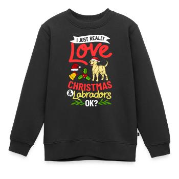 Labrador Retriever Dog Puppy Propriétaire Noël - Sweat Premium enfant bio - noir - Devant - AI Model Kid Female (0cm)