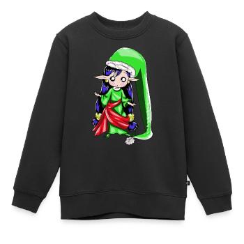 elfe de noel - Sweat Premium enfant bio - noir - Devant - AI Model Kid Female (0cm)