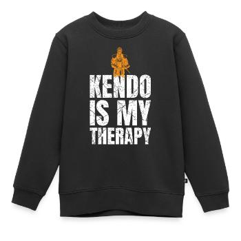 Kendo Is My Therapy Japanischer Schwertkampf - Kinder Premium Organic Sweatshirt - Schwarz - Vorne - AI Model Kid Female (0cm)