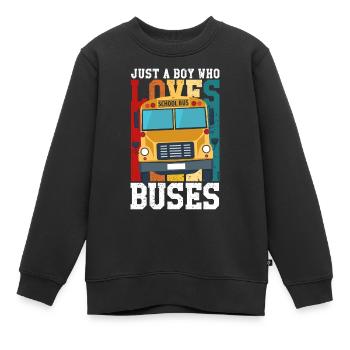 Vintage Just a boy who loves Buses - Sweat Premium enfant bio - noir - Devant - AI Model Kid Female (0cm)