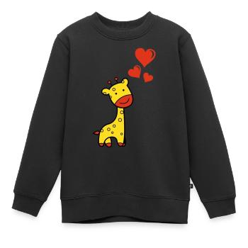 Giraffe verliebt - Kinder Premium Organic Sweatshirt - Schwarz - Vorne - AI Model Kid Female (0cm)