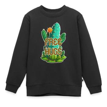 Câlins gratuits - Câlins pour Umme - Cactus - Sweat Premium enfant bio - noir - Devant - AI Model Kid Female (0cm)