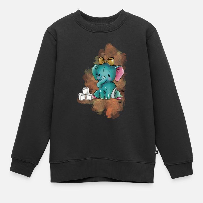 Eléphant avec des cubes - Sweat Premium enfant bio - noir