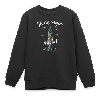 Hamburger Michel, Kirchturm, Deutschland - Kinder Premium Organic Sweatshirt - Schwarz - Vorne - AI Model Kid Female (0cm)