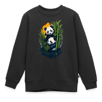 Niedliche Pandas - Kinder Premium Organic Sweatshirt - Schwarz - Vorne - AI Model Kid Female (0cm)