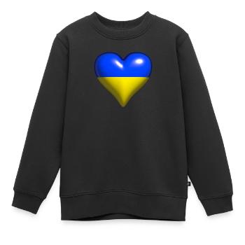 Ukraine Sweden shiny heart blue yellow - Kids Premium Organic Sweatshirt - black - Front - AI Model Kid Female (0cm)